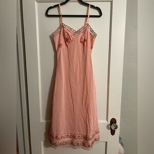 Vintage Pink Embroidered Negligee Slip Dress